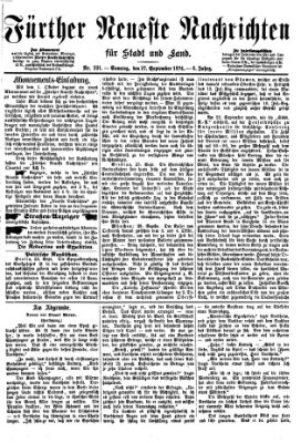 Fürther neueste Nachrichten für Stadt und Land (Fürther Abendzeitung) Sonntag 27. September 1874