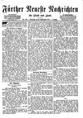 Fürther neueste Nachrichten für Stadt und Land (Fürther Abendzeitung) Mittwoch 30. September 1874