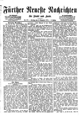 Fürther neueste Nachrichten für Stadt und Land (Fürther Abendzeitung) Freitag 13. November 1874