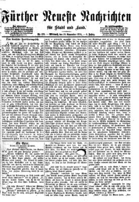 Fürther neueste Nachrichten für Stadt und Land (Fürther Abendzeitung) Mittwoch 18. November 1874