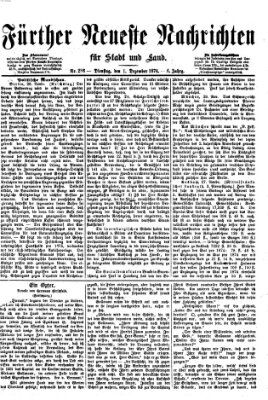 Fürther neueste Nachrichten für Stadt und Land (Fürther Abendzeitung) Dienstag 1. Dezember 1874