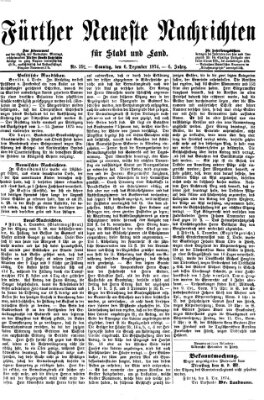 Fürther neueste Nachrichten für Stadt und Land (Fürther Abendzeitung) Sonntag 6. Dezember 1874