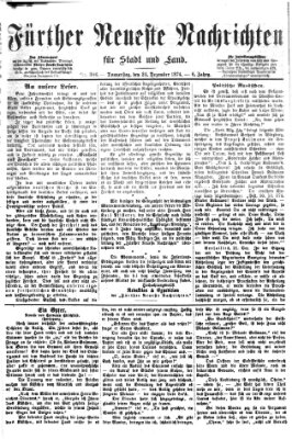 Fürther neueste Nachrichten für Stadt und Land (Fürther Abendzeitung) Donnerstag 24. Dezember 1874