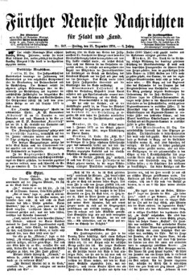 Fürther neueste Nachrichten für Stadt und Land (Fürther Abendzeitung) Freitag 25. Dezember 1874