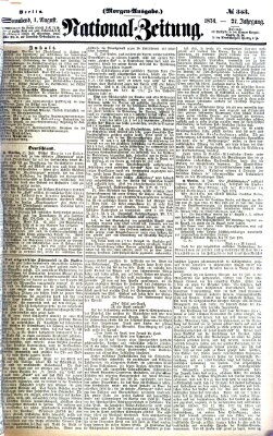 Nationalzeitung Samstag 1. August 1874