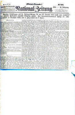 Nationalzeitung Samstag 19. September 1874