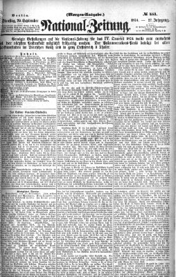 Nationalzeitung Dienstag 29. September 1874