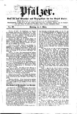 Pfälzer Sonntag 1. März 1874