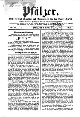 Pfälzer Freitag 3. April 1874