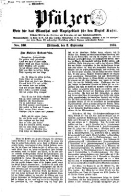 Pfälzer Mittwoch 2. September 1874