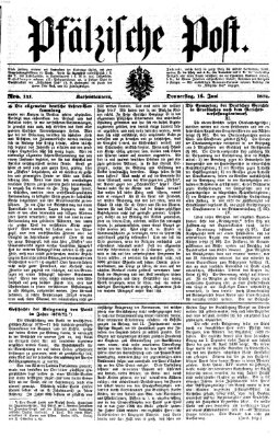 Pfälzische Post Donnerstag 18. Juni 1874