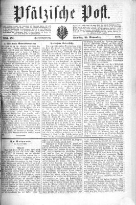 Pfälzische Post Samstag 21. November 1874