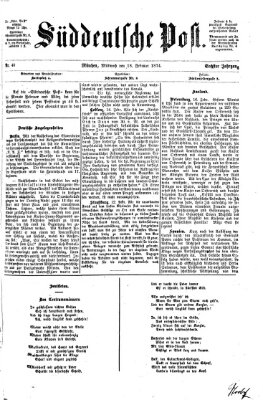 Süddeutsche Post Mittwoch 18. Februar 1874