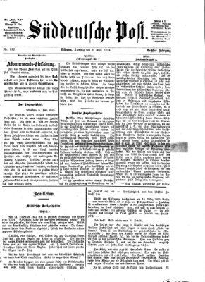 Süddeutsche Post Dienstag 9. Juni 1874