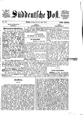 Süddeutsche Post Sonntag 21. Juni 1874