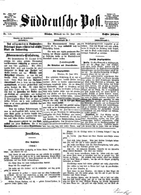 Süddeutsche Post Mittwoch 24. Juni 1874