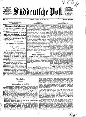 Süddeutsche Post Freitag 3. Juli 1874