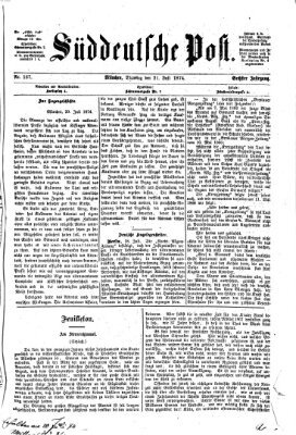 Süddeutsche Post Dienstag 21. Juli 1874