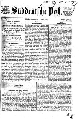 Süddeutsche Post Samstag 1. August 1874