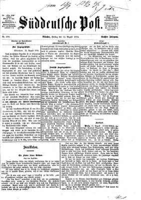 Süddeutsche Post Freitag 14. August 1874