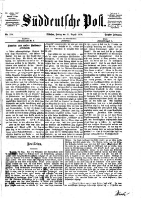 Süddeutsche Post Freitag 21. August 1874