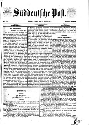 Süddeutsche Post Dienstag 25. August 1874