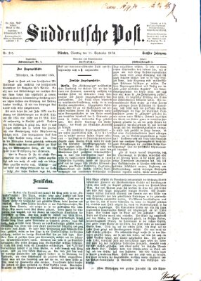 Süddeutsche Post Dienstag 15. September 1874