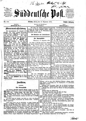 Süddeutsche Post Freitag 18. September 1874