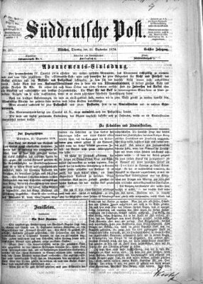 Süddeutsche Post Dienstag 22. September 1874