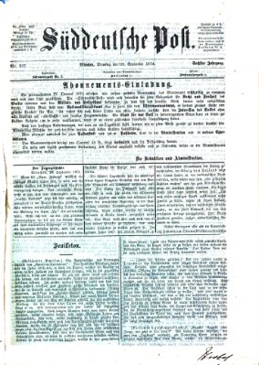 Süddeutsche Post Dienstag 29. September 1874