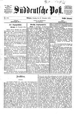 Süddeutsche Post Samstag 21. November 1874
