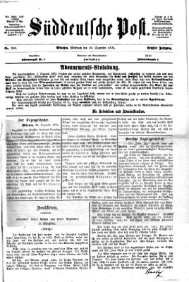 Süddeutsche Post Mittwoch 23. Dezember 1874