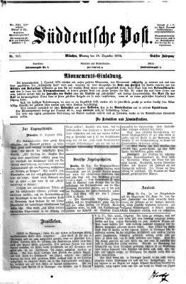 Süddeutsche Post Montag 28. Dezember 1874