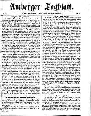 Amberger Tagblatt Dienstag 10. Februar 1874