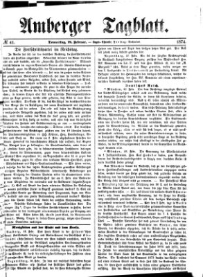 Amberger Tagblatt Donnerstag 19. Februar 1874