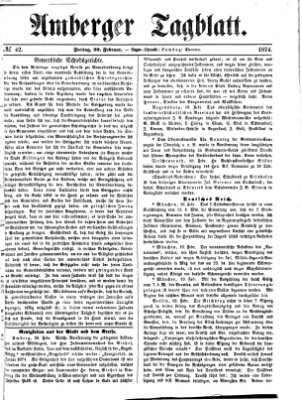 Amberger Tagblatt Freitag 20. Februar 1874