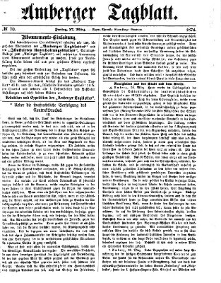 Amberger Tagblatt Freitag 27. März 1874