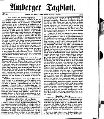 Amberger Tagblatt Montag 13. April 1874