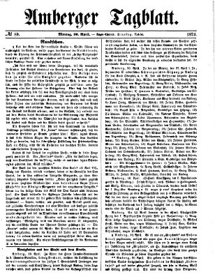 Amberger Tagblatt Montag 20. April 1874