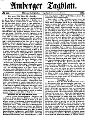 Amberger Tagblatt Mittwoch 16. September 1874