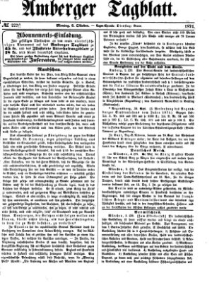 Amberger Tagblatt Montag 5. Oktober 1874