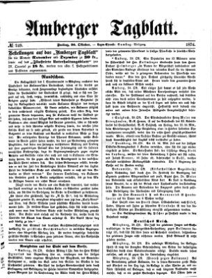 Amberger Tagblatt Freitag 30. Oktober 1874