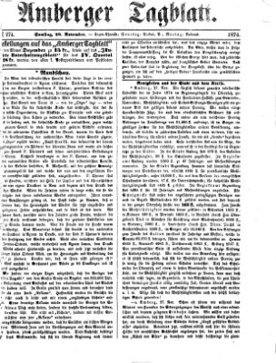 Amberger Tagblatt Samstag 28. November 1874