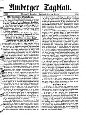 Amberger Tagblatt Montag 21. Dezember 1874