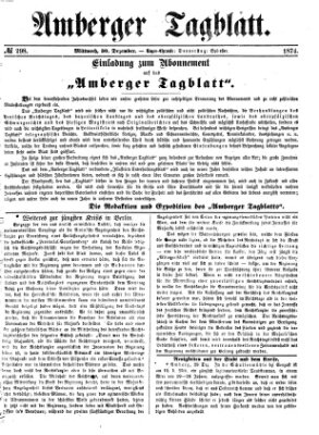 Amberger Tagblatt Mittwoch 30. Dezember 1874