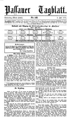 Passauer Tagblatt Donnerstag 2. Juli 1874