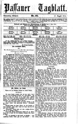 Passauer Tagblatt Donnerstag 27. August 1874