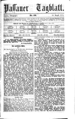 Passauer Tagblatt Sonntag 30. August 1874