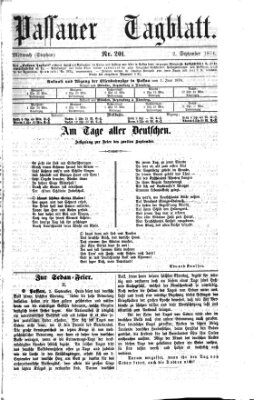 Passauer Tagblatt Mittwoch 2. September 1874