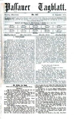 Passauer Tagblatt Dienstag 22. September 1874